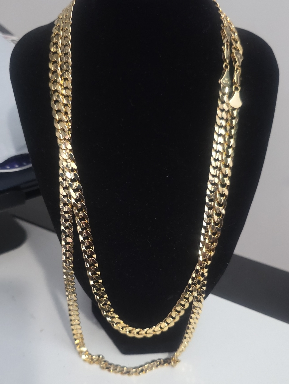 2 New 14K Gold Filled Concave Cuban Chain Necklaces